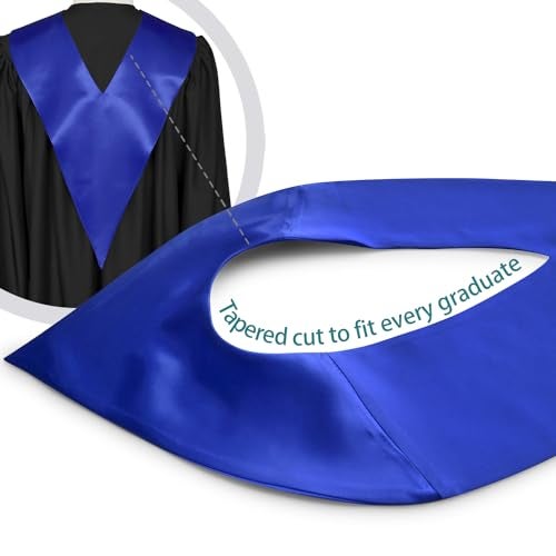 Endea Graduation Premium Adult V Stole Solid Color Unisex (Royal Blue) - Image 4