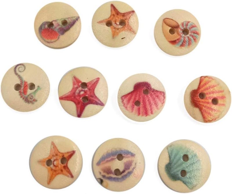 كلاراكو أزرار خشبية من كلاركو، ١٠٠ قطعة، أزرار كرتونية للمحيط، بفتحتين، للخياطة، والحرف اليدوية، وتسجيل القصاصات، ١٥ مم - Image 3