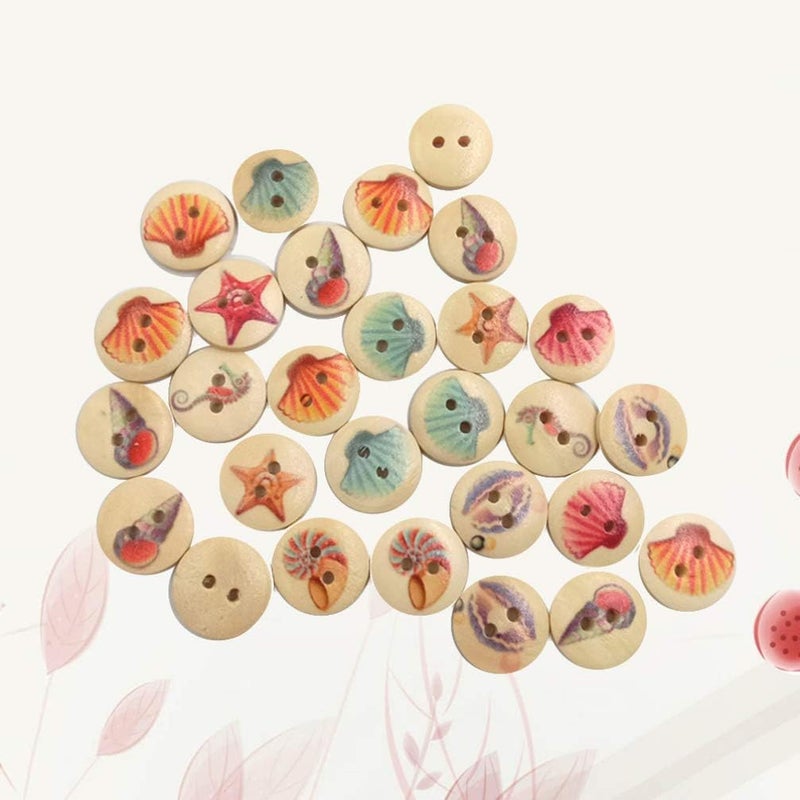 كلاراكو أزرار خشبية من كلاركو، ١٠٠ قطعة، أزرار كرتونية للمحيط، بفتحتين، للخياطة، والحرف اليدوية، وتسجيل القصاصات، ١٥ مم - Image 2