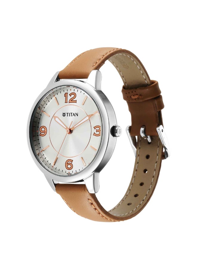 TITAN Urban Silver White Dial Leather Strap Watch 2617SL07  - Image 3