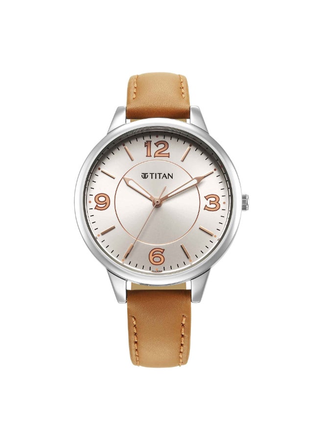 TITAN Urban Silver White Dial Leather Strap Watch 2617SL07  - Image 1