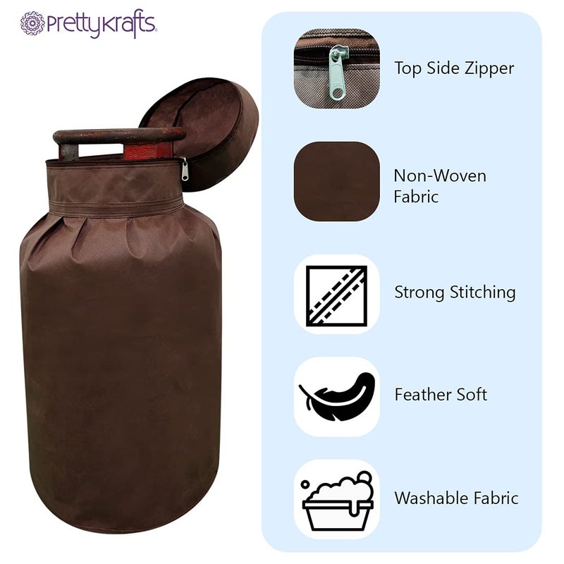 PrettyKrafts PrettyKrafts dustproof Printed LPG Gas Cylinder Cover Full size Pack of 2 Brown  - Image 3