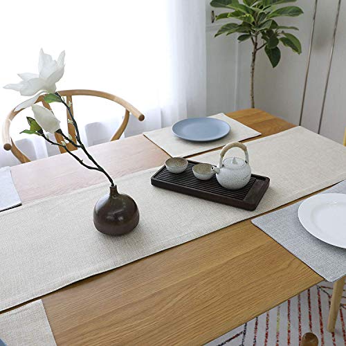 Khooti Jute Dining Table Runner for 6 Seater | 12 x 84 inches |Light Linen | Heat Resistant | Table Runner for Dining Table , Coffee Table , Centre Table , Wedding Party | Two Sided | Washable - Image 3