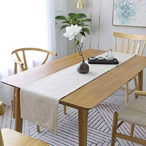 Khooti Jute Dining Table Runner for 6 Seater | 12 x 84 inches |Light Linen | Heat Resistant | Table Runner for Dining Table , Coffee Table , Centre Table , Wedding Party | Two Sided | Washable - Image 1