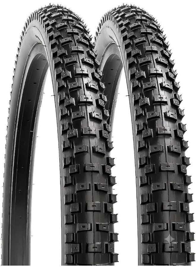 2 Pack 27.5 Inch Mountain Bike Replacement Tires | 27.5 x 1.75 1.95 2.125 High Traction Rubber Bike Tires | Heavy Duty MTB Outer Tire Set Black - Image 2
