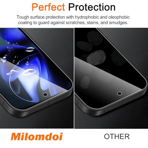 Milomdoi 3 Pack Tempered Glass for Google Pixel 9A Screen Protector with 3 Pack Camera Lens Protector, Ultra 9H Accessories [Support Fingerprint Unlock] Case Friendly, Mounting Frame - Image 5