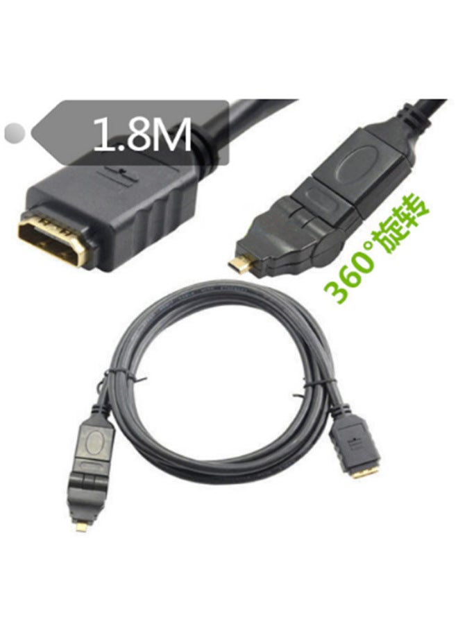 360 ° Rotation HDMI Line Rotation HDMI Hd Line Mobile Phone Line Mike D HDMI Line 1080P 3D-Color:Black