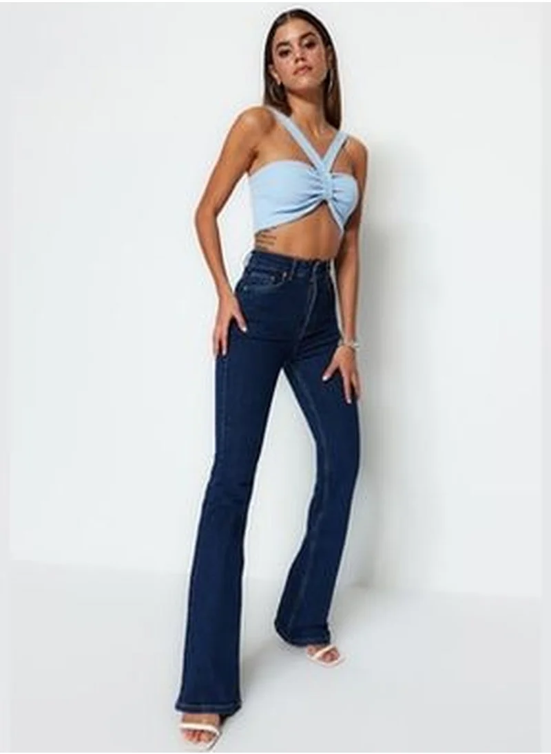 trendyol Dark Blue Super High Waist Flare Jeans TWOSS23JE00064