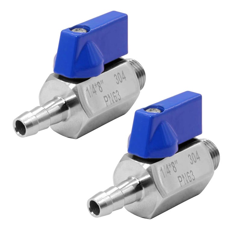 Beduan Stainless Steel 516 Hose Barb to 14 NPT Male Mini Ball Valve for Air Water Fuel Gas Home Brew Kettle Pack of 2 - Image 2