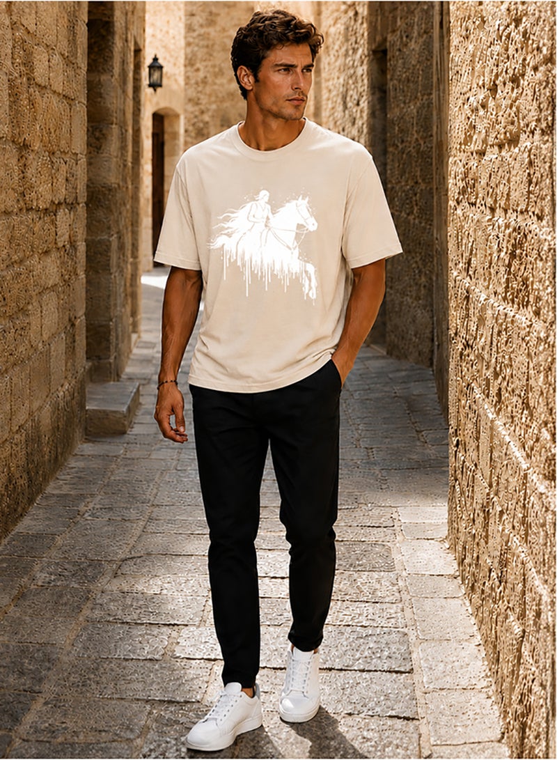 Hero Basic Oversized Faris Print T-Shirt