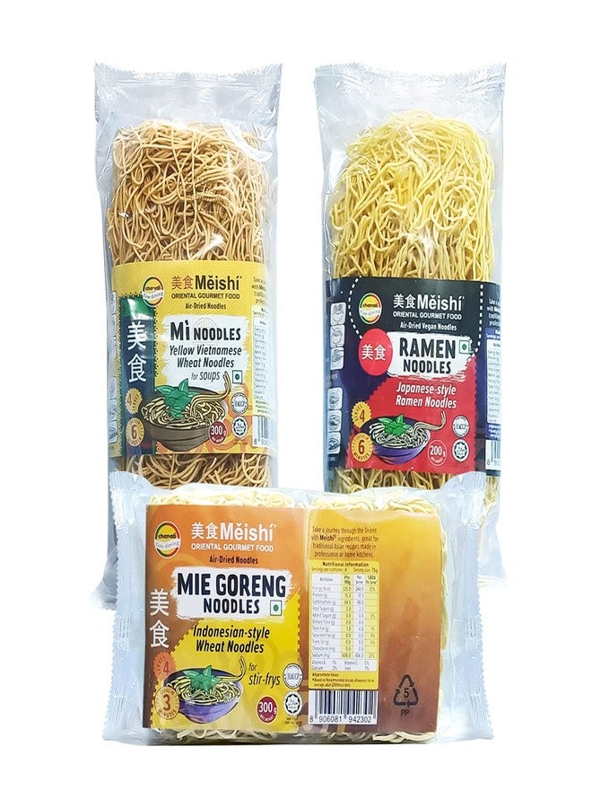 Meishi Oriental Noodles Combo Pack | Mi Vietnamese Noodle | Mie Goreng Indonesian Noodle And Meishi Ra-Men Japanese Noodles - Image 1
