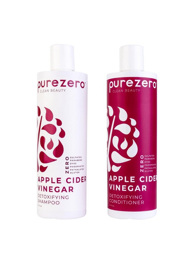 Purezero Apple Cider Vinegar Shampoo & Conditioner Set Detox Scalp & Hair Ph Balanced Increase Hydration Zero Sulfates Parabens Dyes 100% Vegan & Cruelty Free Great For Color Treated Hair - Image 1