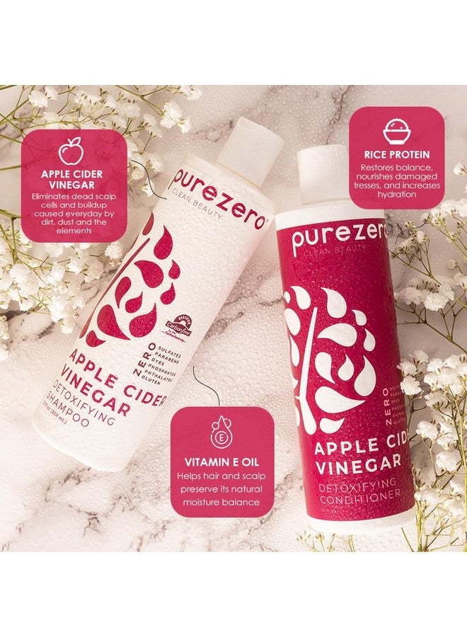 Purezero Apple Cider Vinegar Shampoo & Conditioner Set Detox Scalp & Hair Ph Balanced Increase Hydration Zero Sulfates Parabens Dyes 100% Vegan & Cruelty Free Great For Color Treated Hair - Image 4