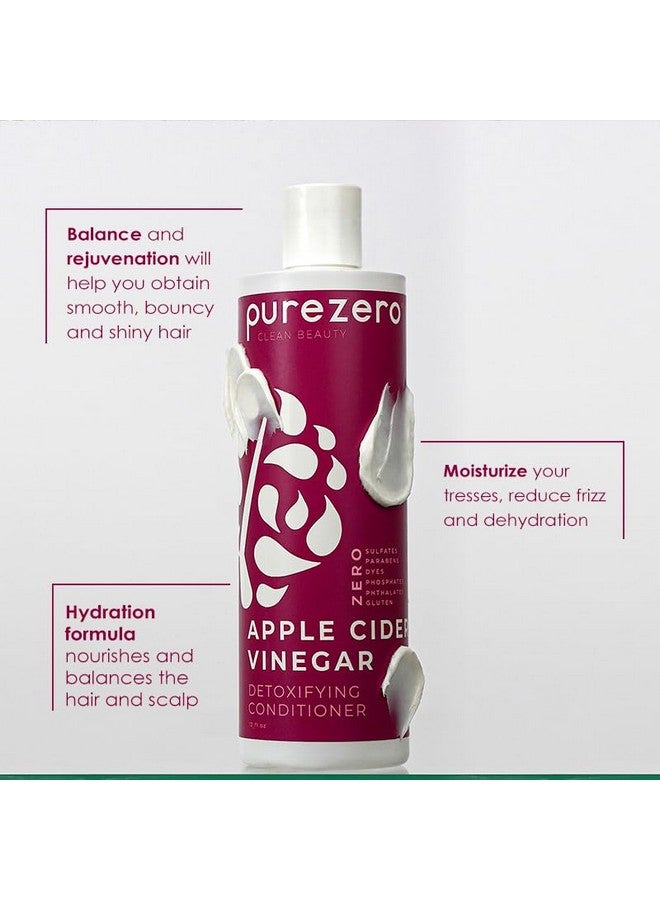 Purezero Apple Cider Vinegar Shampoo & Conditioner Set Detox Scalp & Hair Ph Balanced Increase Hydration Zero Sulfates Parabens Dyes 100% Vegan & Cruelty Free Great For Color Treated Hair - Image 3