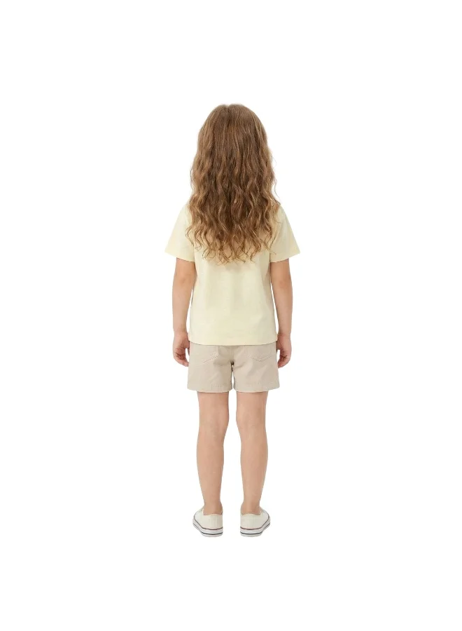 بيداني Girls Stitch Alien Cartoon  T-Shirt-Beige