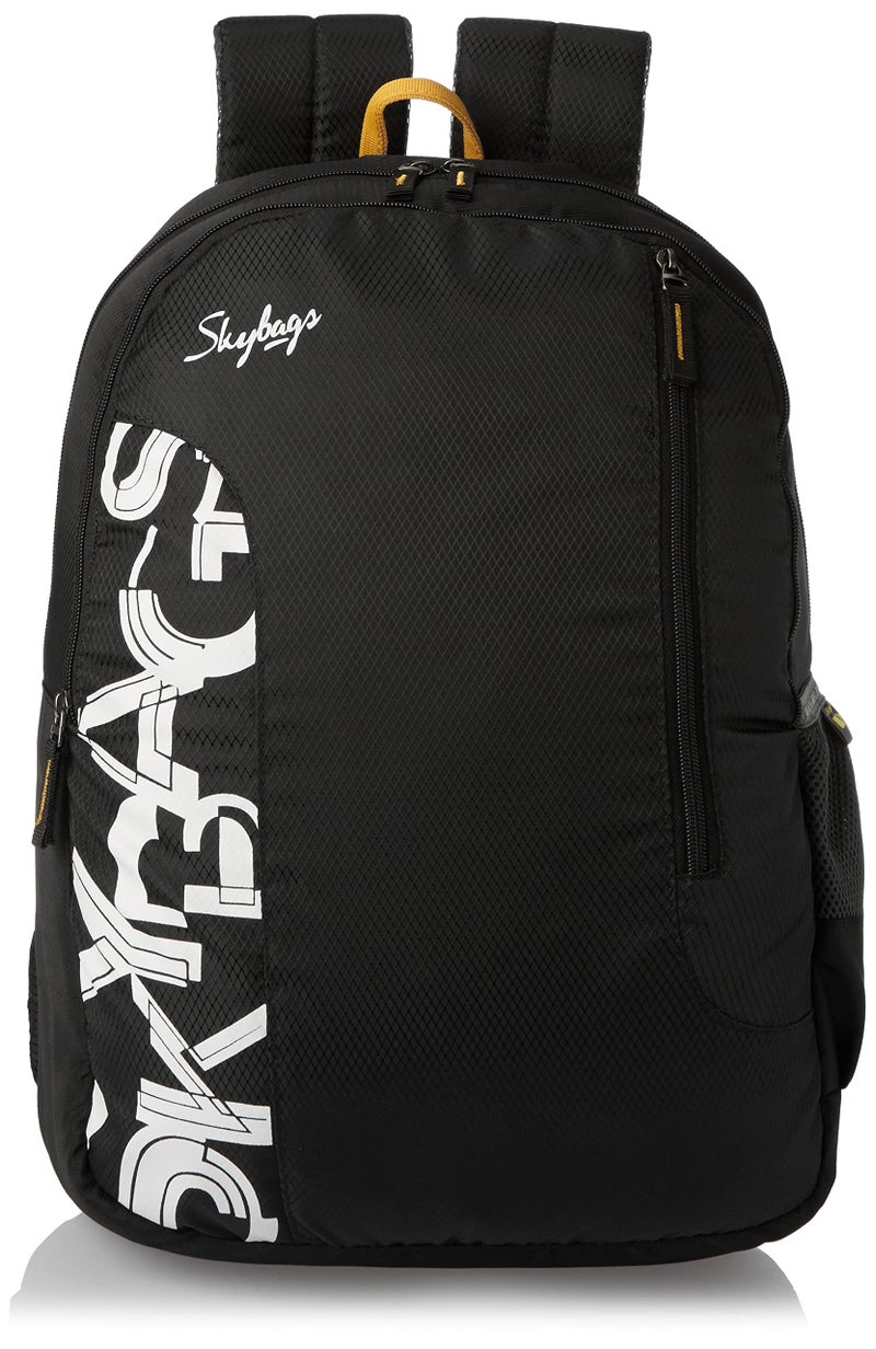 Skybags Casual Standard Backpack 28L, 2 Main Compartments, Bottle Pocket, Front Pocket, Padded Shoulder Straps | Black | Brat - Image 1