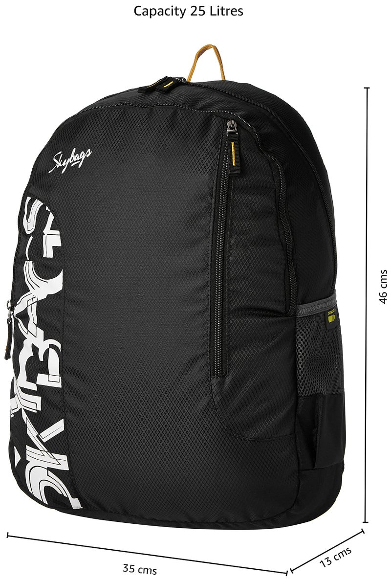 Skybags Casual Standard Backpack 28L, 2 Main Compartments, Bottle Pocket, Front Pocket, Padded Shoulder Straps | Black | Brat - Image 4