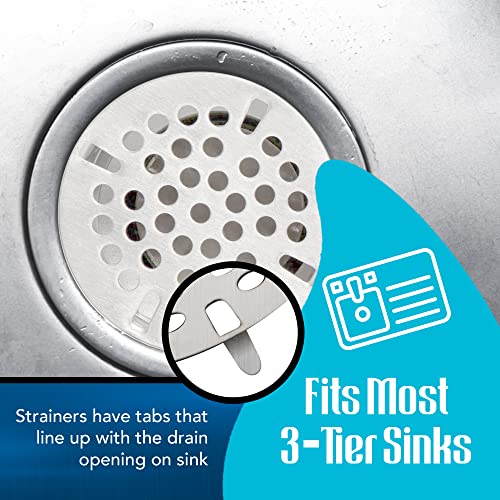 STEADYKLEEN - 3.5-inch Commercial Sink Strainer on 3 Tier Sink Twist Waste Drain, Durable Flat Kitchen Strainer with Tabs, (not Meant for Residential use) - Image 5