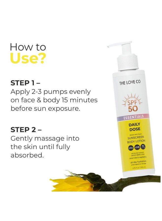 ذا لوف كو. لوشن واقي الشمس للجسم 200 مل – حماية واسعة الطيف SPF 50 PA++++ لجميع أنواع البشرة، بدون أثر أبيض، ترطيب وإصلاح البشرة بزيت الجزر وتوت العليق - Image 5