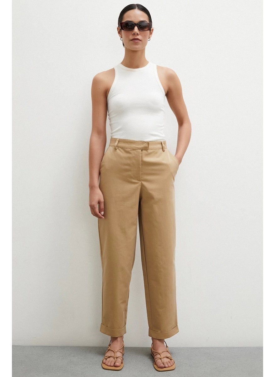 Never More Double Leg Trousers Beige  - Image 2