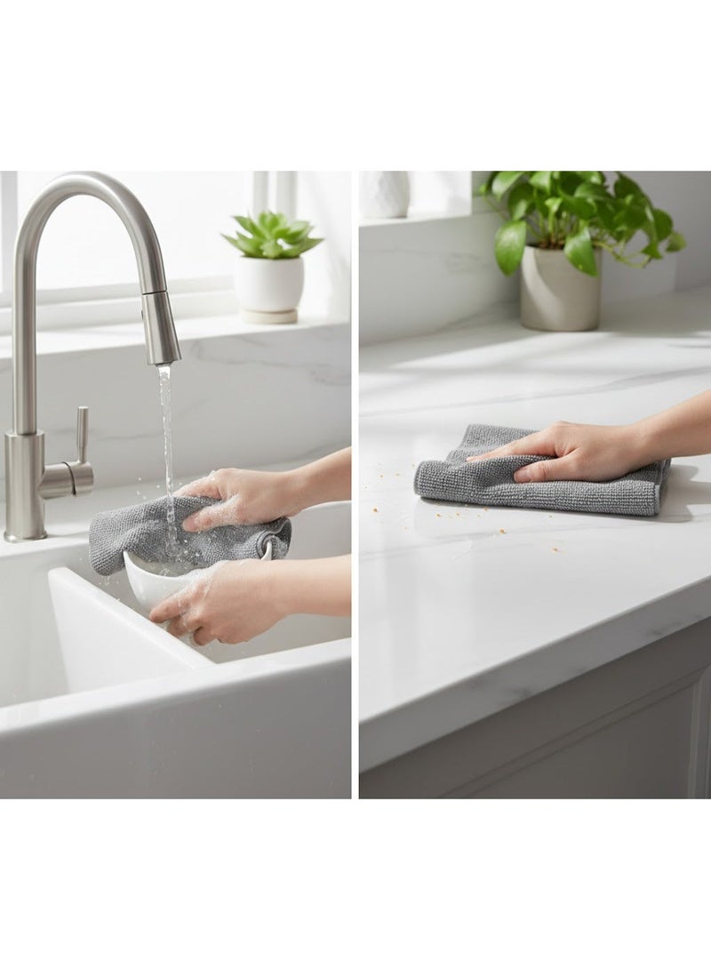 Disposable Dish Cloth， Microfiber Cleaning Cloth,Reusable fiber Towels, Wet Dry Cleaning Cloth, Kitchen Cleaning Rags, Window Cleaning Cloths Rag Cleaning Wipes for Car,  grey color - Image 2