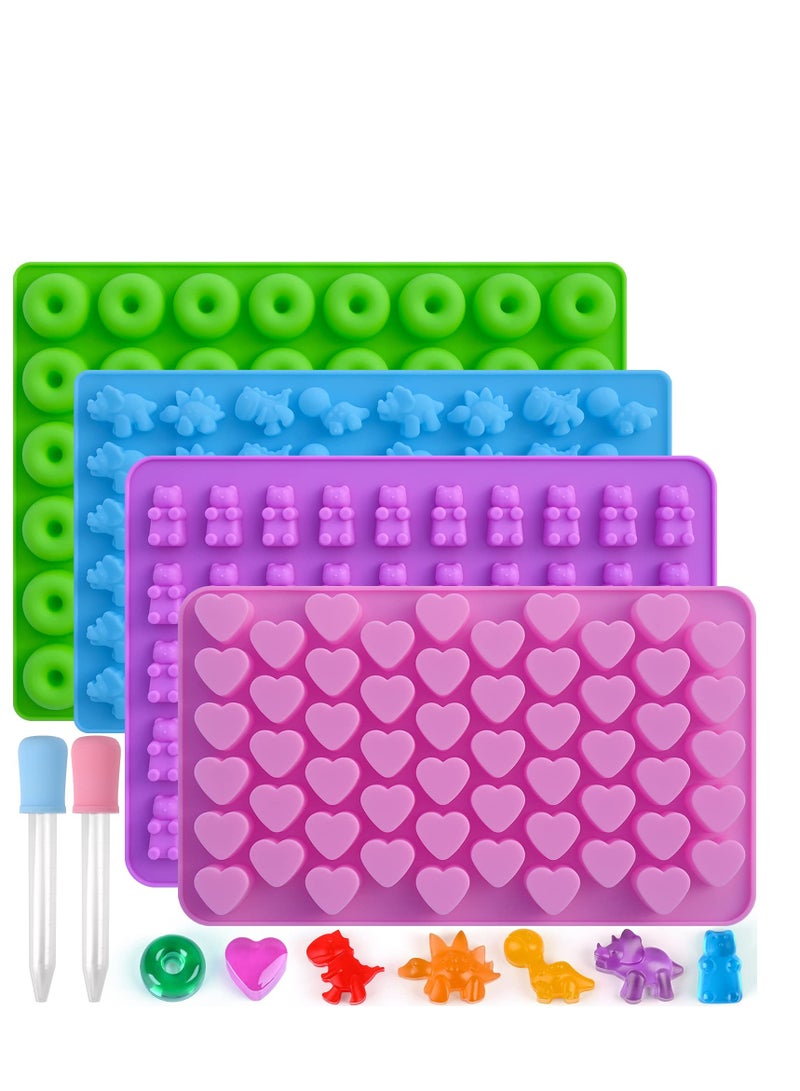SOLARAE Gummy Candy Molds Silicone, 4 Mini Silicone Molds with 2 Droppers, Non-Stick Baking Mold, Ice Cube Trays Gummy Molds Chocolate Candy Maker, Ideal Gift for Kids Adult PartyC - Image 1
