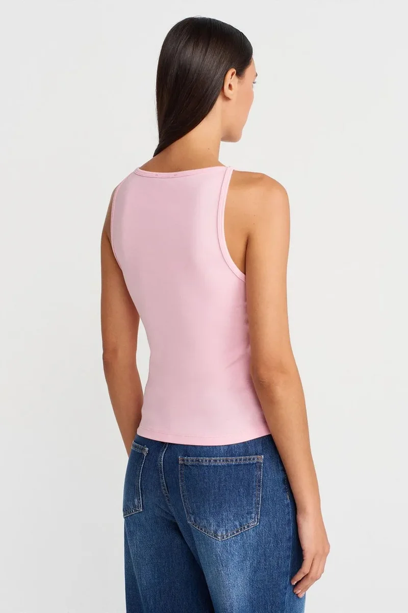 Dilvin Blush Pink DILVIN Ribbed Halterneck Slim-Fit Blouse for Women | Best Price UAE