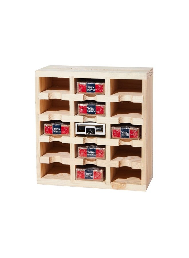 GoFika Playing Card Display Wooden 15-Compartment Perfect for Storing Standard Decks, Laser-Cut Sayings, No Assembly - Image 1