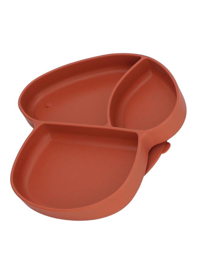 Thoraya - Baby Suction Plate Portable Skid Resistant Silicone Baby Divided Dish for Baby Infants Brownish Red - Image 1