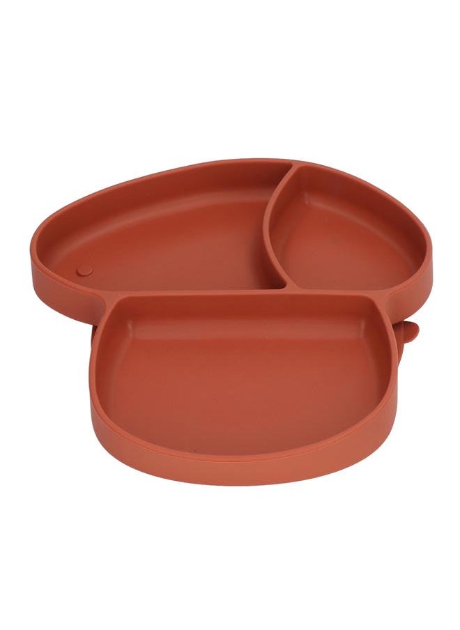 Thoraya - Baby Suction Plate Portable Skid Resistant Silicone Baby Divided Dish for Baby Infants Brownish Red - Image 1