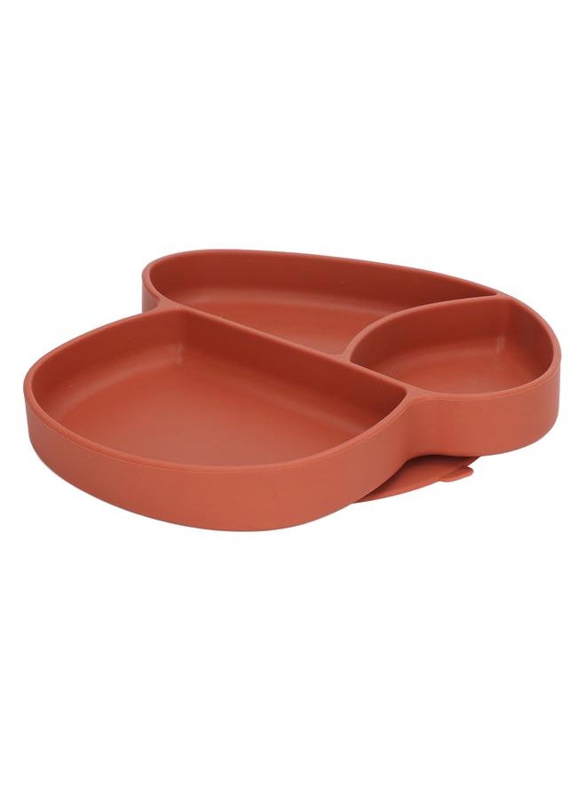 Thoraya - Baby Suction Plate Portable Skid Resistant Silicone Baby Divided Dish for Baby Infants Brownish Red - Image 1