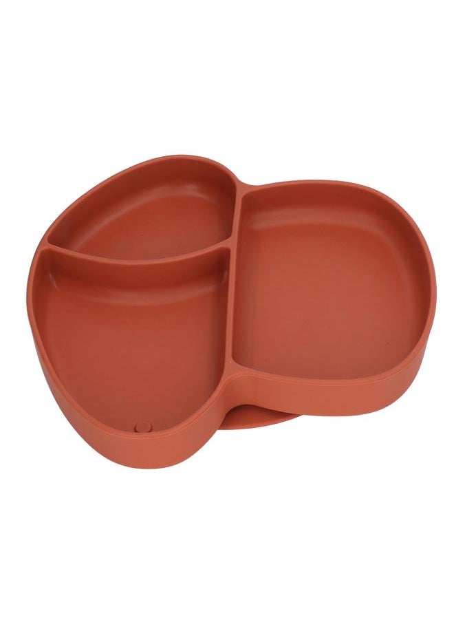 Thoraya - Baby Suction Plate Portable Skid Resistant Silicone Baby Divided Dish for Baby Infants Brownish Red - Image 1