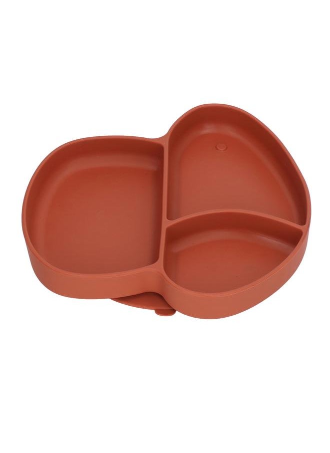 Thoraya - Baby Suction Plate Portable Skid Resistant Silicone Baby Divided Dish for Baby Infants Brownish Red - Image 1