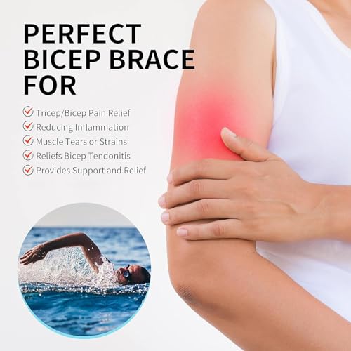 FEATOL Bicep Tendonitis Brace Compression Sleeve Support, Upper Arm Brace Tricep Bicep Support Bands for Men and Women, Arm Wrap Pain Relief for Muscle Strains and Inflammation(Black, Large) - Image 3