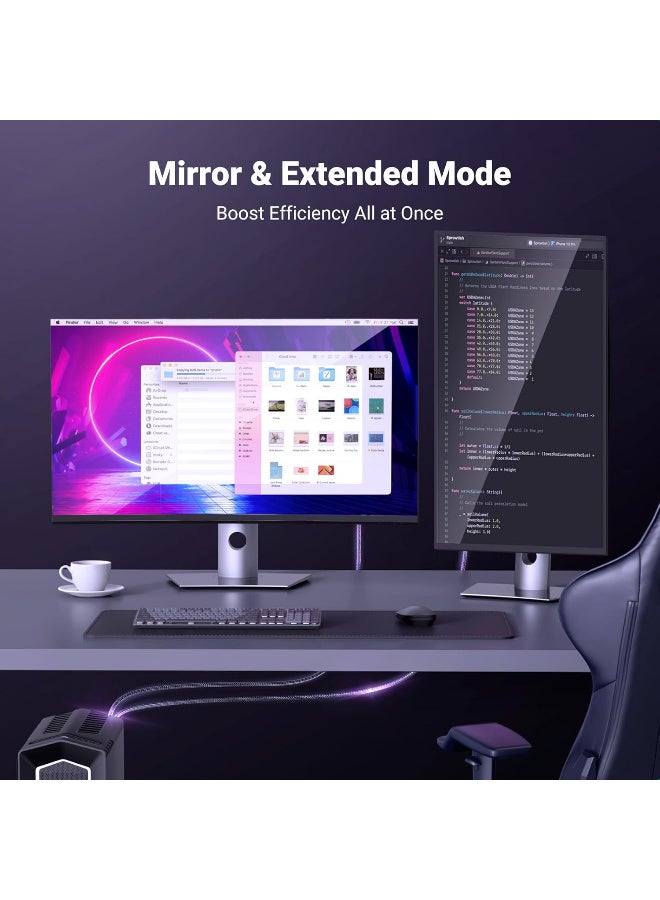 HDMI UGREEN Unidirectional DisplayPort to HDMI Cable 8K@60Hz 4K@120Hz Active DP 1.4 to HDMI 2.1 Cord HDR, Dolby, HDCP2.3, DSC1.2a, 32.4Gbps Braided 6.6FT Compatible with Monitor, Dell, HP, HDTV, AMD NVIDIA 2M 80397 - Image 4