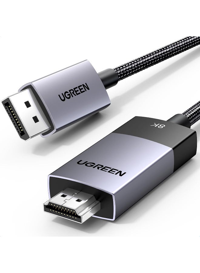 HDMI UGREEN Unidirectional DisplayPort to HDMI Cable 8K@60Hz 4K@120Hz Active DP 1.4 to HDMI 2.1 Cord HDR, Dolby, HDCP2.3, DSC1.2a, 32.4Gbps Braided 6.6FT Compatible with Monitor, Dell, HP, HDTV, AMD NVIDIA 2M 80397 - Image 2
