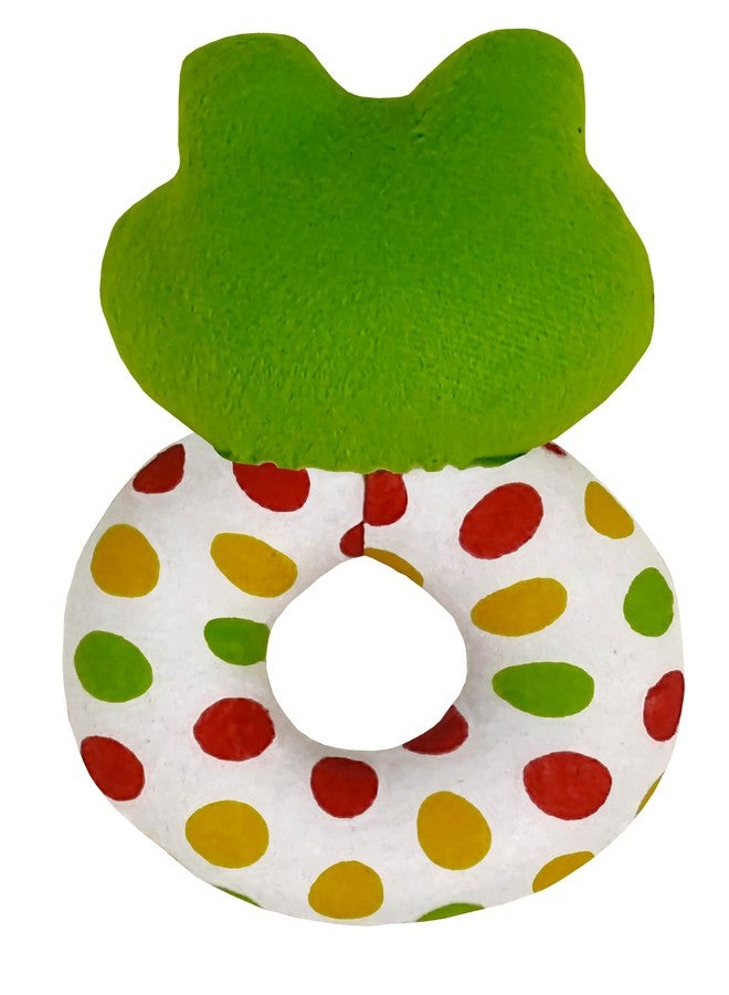 pikipo Plush Froggy Face Rattle Soft Toy with Round Handle (Green), Toddlers - Image 4
