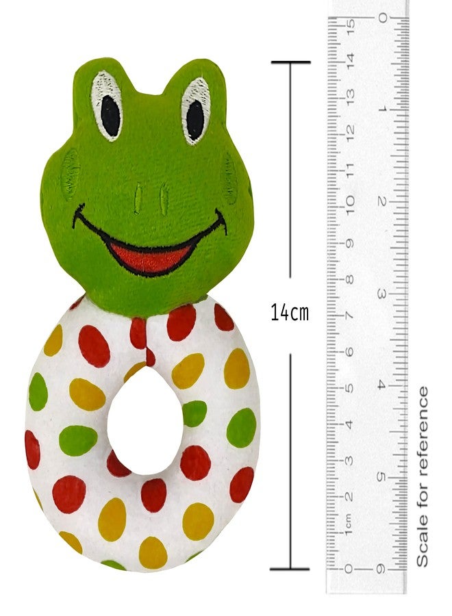 pikipo Plush Froggy Face Rattle Soft Toy with Round Handle (Green), Toddlers - Image 2