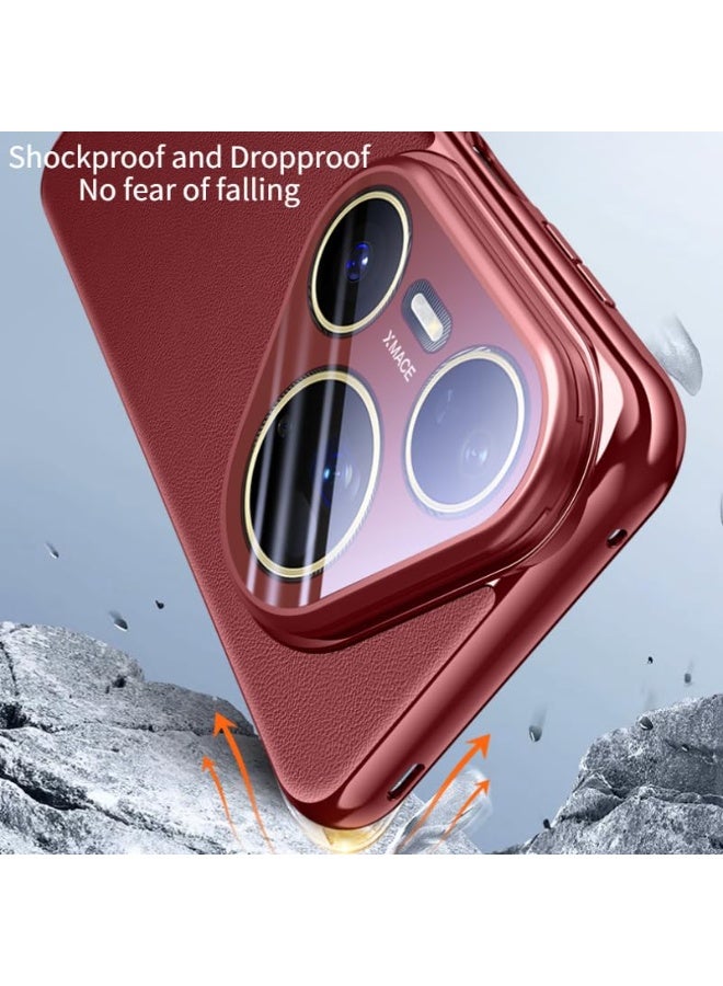 عام غطاء هواوي بورا 80 الترا 5G - غطاء PU جلدي فاخر مع حماية عدسة الكاميرا المعدنية وحامل قابل للطي، إطار مطلي مقاوم لبصمات الأصابع وغطاء خلفي مقاوم للصدمات - Image 2