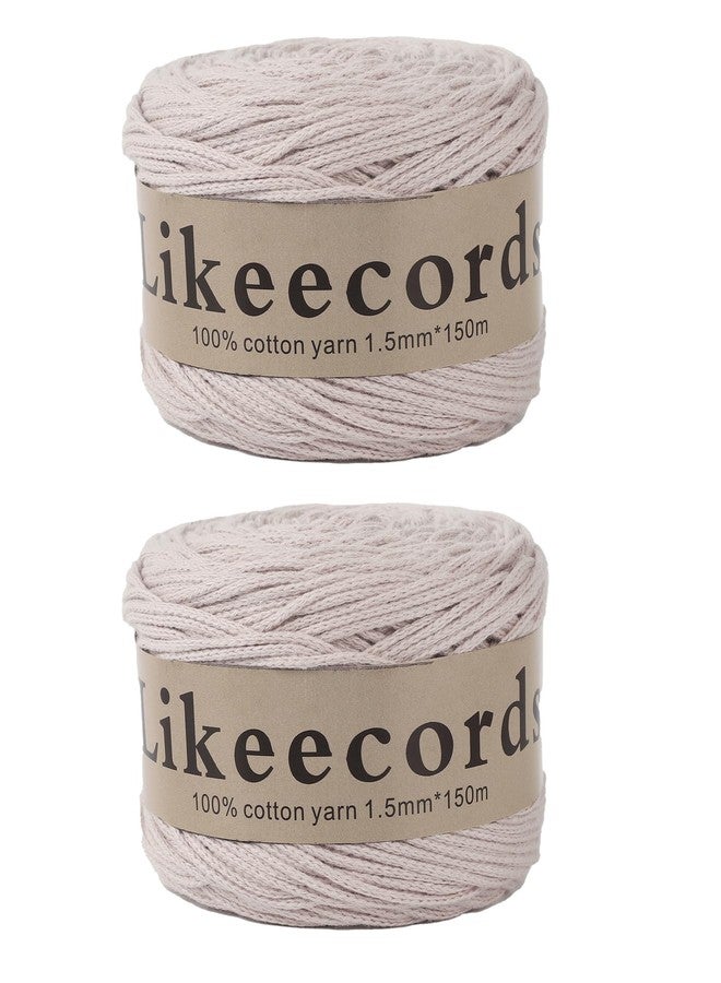 Likeecords حبل مكرمية من القطن 100% من Likeecords، 1.5 مم × 330 ياردة (300 متر)، خيط مكرمية بطول 1.5 متر، حبل حقيبة مكرمية كروشيه، حرف يدوية للحقائب والحياكة وديكورات المنزل (وردي فاتح) - Image 1
