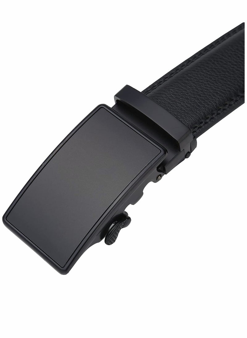 Men's Leather Ratchet Dress Belt with Adjustable Automatic Buckle - 2 Pack for Stylish Comfort - Image 3