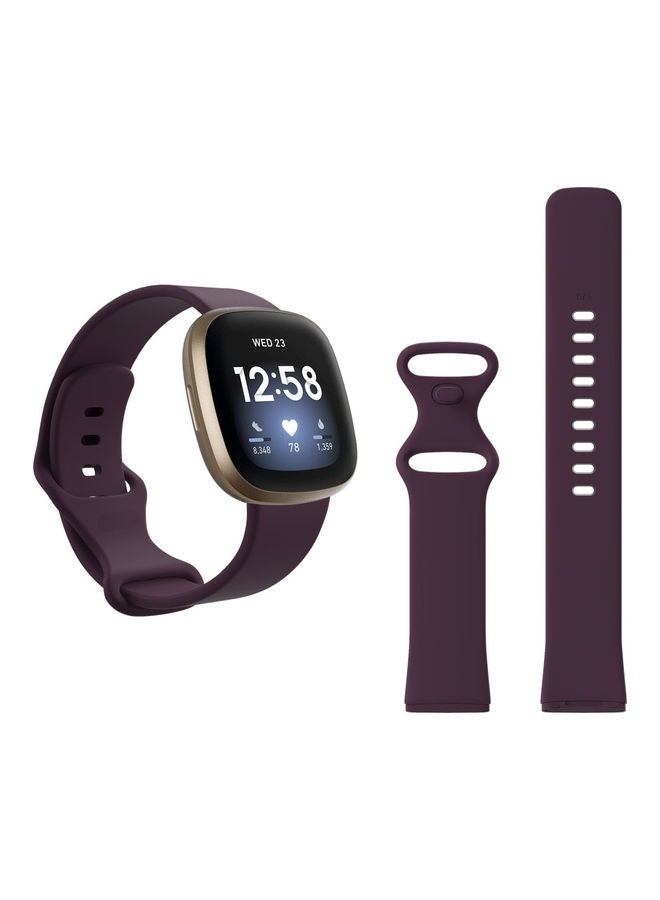 NIBEMINENT Flatpin Silicon Replacement Band For Fitbit Versa 3/Sense Dark Wine Red - Image 1