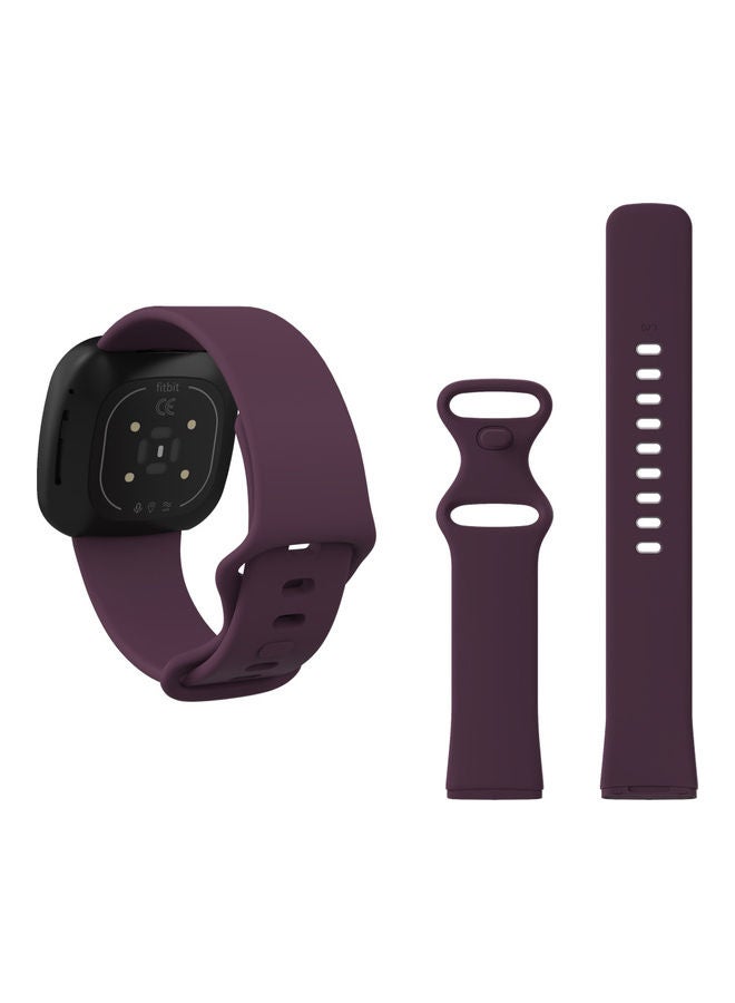 NIBEMINENT Flatpin Silicon Replacement Band For Fitbit Versa 3/Sense Dark Wine Red - Image 2