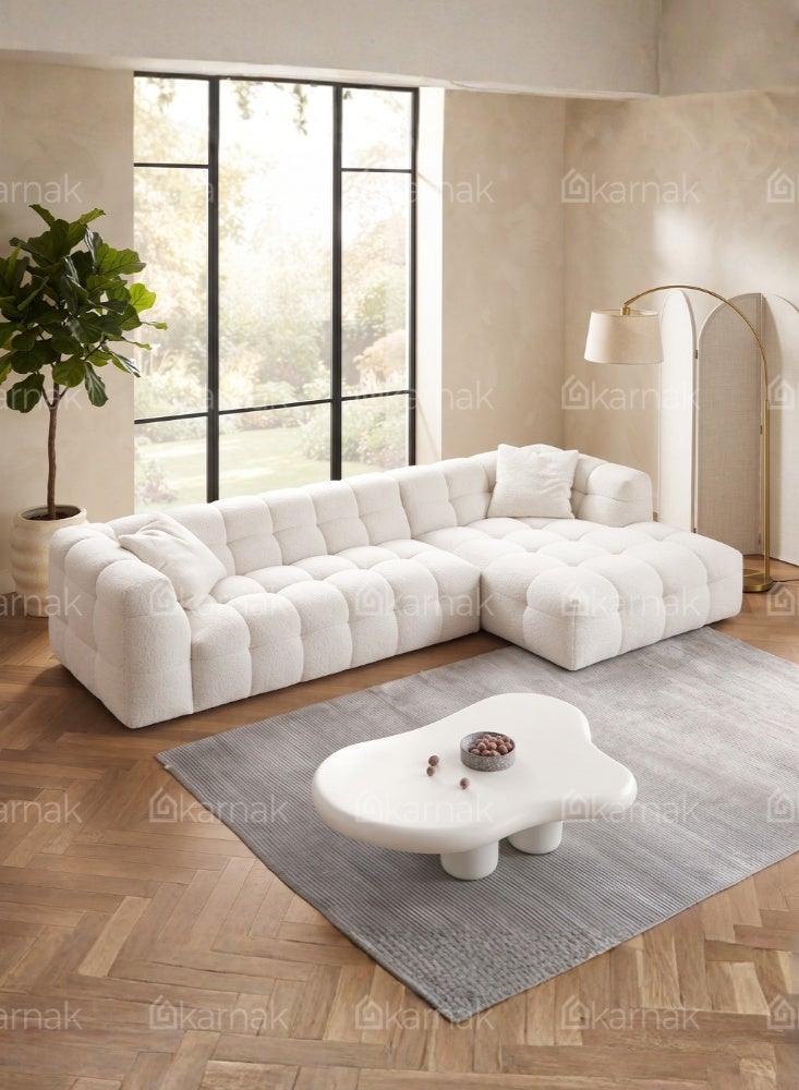 KARNAK Lasara L-Shape Tufted Sofa White - Image 2
