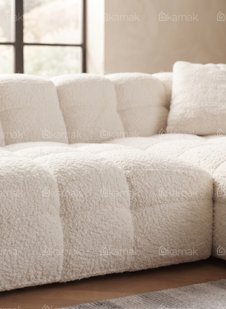 KARNAK Lasara L-Shape Tufted Sofa White - Image 3