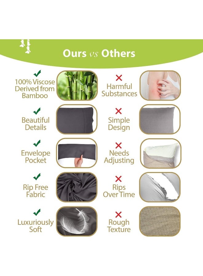 BAMPURE Bamboo Pillowcase Queen Bamboo Pillow Case Queen Size (20x30) 100% Organic Bamboo Large Pillow Cases Cooling Pillowcase Cooling Pillow Cases Cool Pillow Cases Set Pillowcases Charcoal Gray  - Image 2