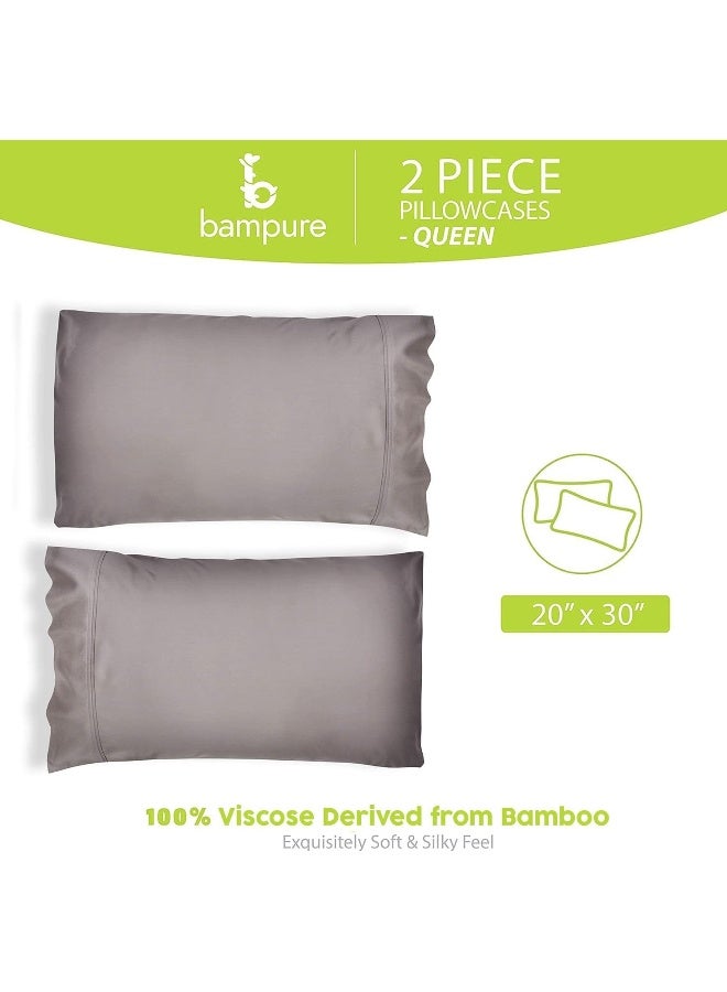 BAMPURE Bamboo Pillowcase Queen Bamboo Pillow Case Queen Size (20x30) 100% Organic Bamboo Large Pillow Cases Cooling Pillowcase Cooling Pillow Cases Cool Pillow Cases Set Pillowcases Charcoal Gray  - Image 3