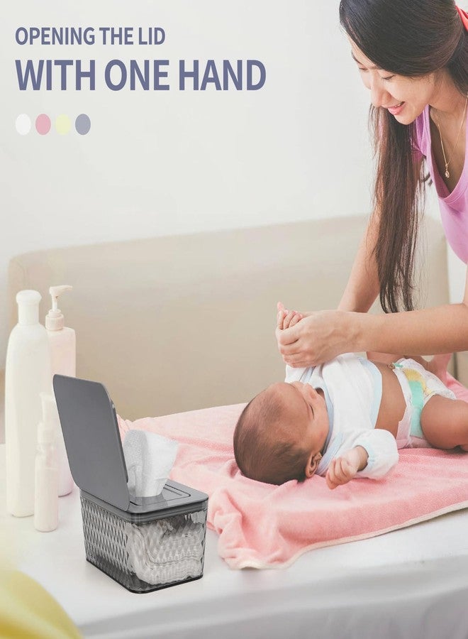 Whiidoom Wipes Dispenser, One-Handed Operation Wipe Holder for Baby & Adult, Seal-Designed Wipes Container for Bathroom Keep Diaper Wipes Fresh (Grey) - Image 4