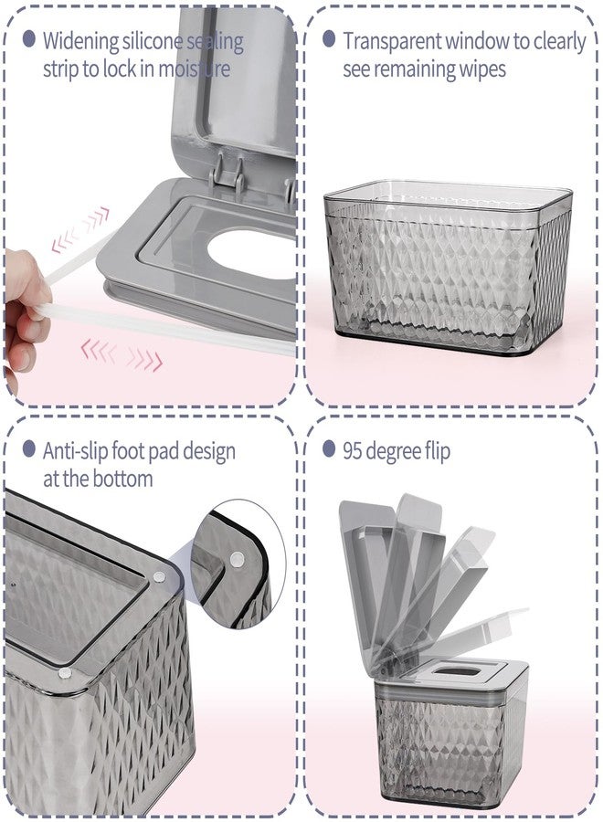 Whiidoom Wipes Dispenser, One-Handed Operation Wipe Holder for Baby & Adult, Seal-Designed Wipes Container for Bathroom Keep Diaper Wipes Fresh (Grey) - Image 3