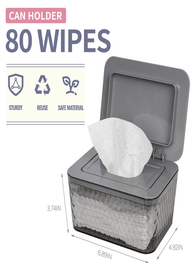Whiidoom Wipes Dispenser, One-Handed Operation Wipe Holder for Baby & Adult, Seal-Designed Wipes Container for Bathroom Keep Diaper Wipes Fresh (Grey) - Image 2